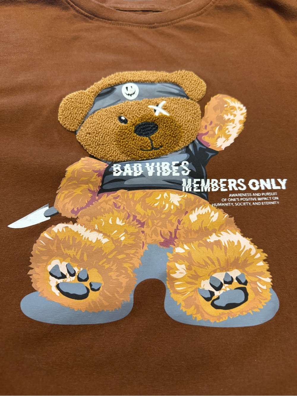 Members Only Graphic Tee “Bad Vibes” Teddy Bear Shirt Size M